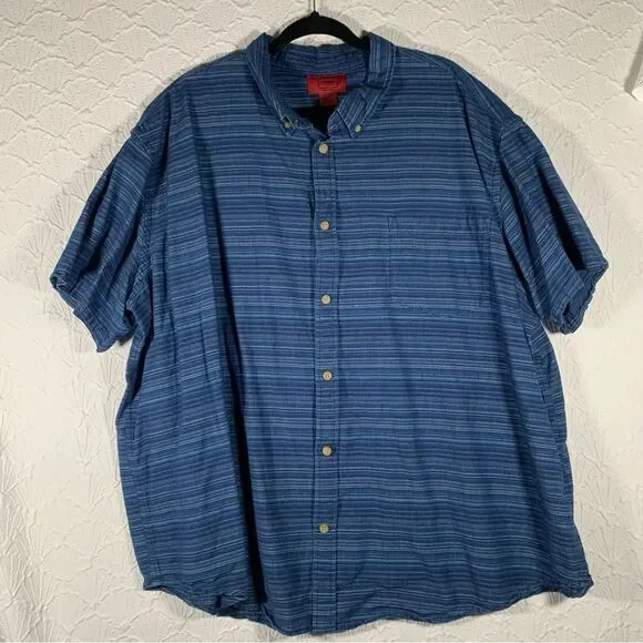 FOUNDRY SUPPLY CO Young Men's Blue Short Sleeve Button Down Shirt 3XL #867 - Picture 1 of 8